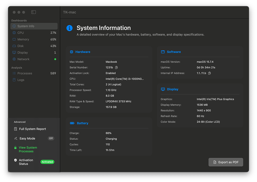 Main Dashboard Screenshot